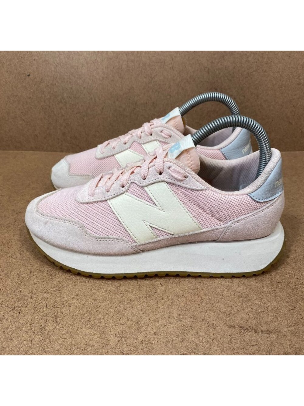 New Balance 237 Womens Oyster Pink Storm Blue Sneakers Size 6.5 Suede Casual